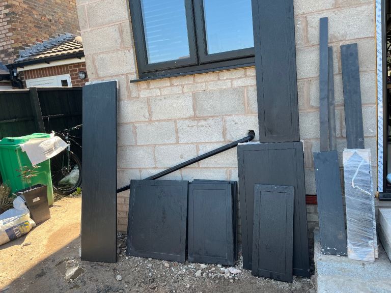 Black wooden Kitchen cupboard doors 