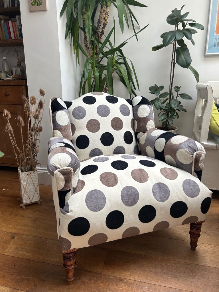 Large newly reupholstered armchair