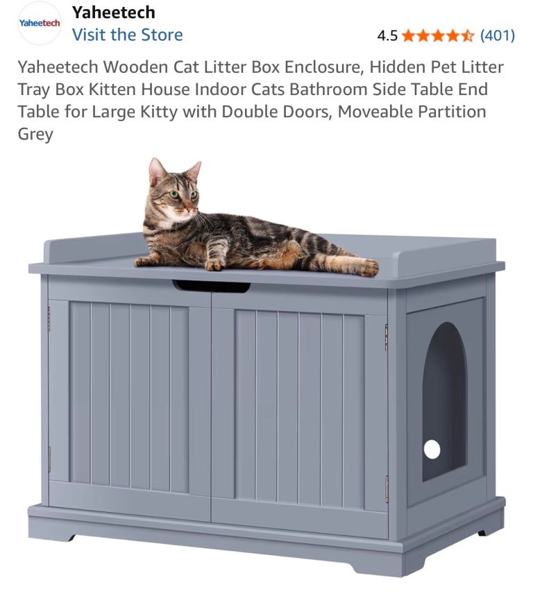 Yaheetech Wooden Cat Litter Box Enclosure