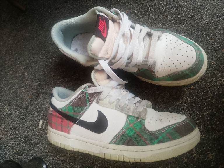 Nike Dunk Low Plaid Trainers - Size Unknown, Fair Condition