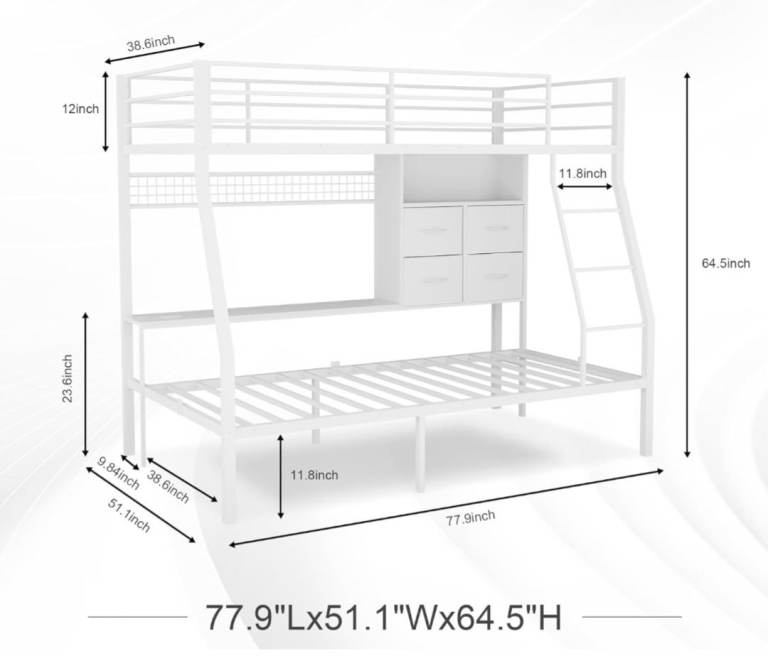 Metal bunk single bed