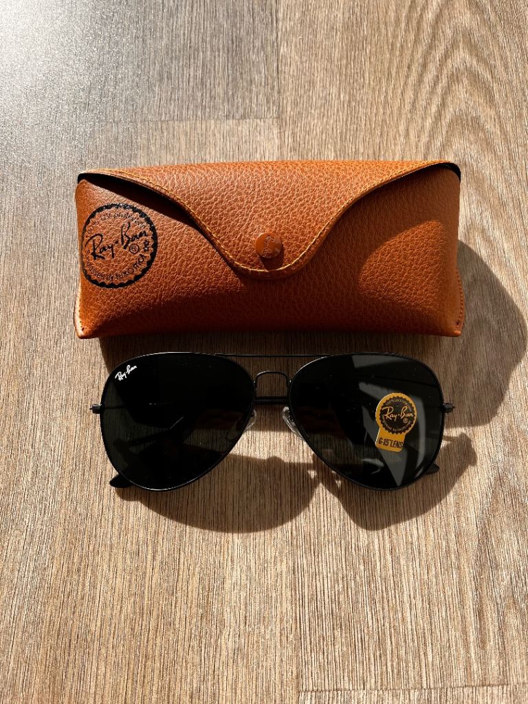 Aviator Sunglasses with Case - Black New Never Worn