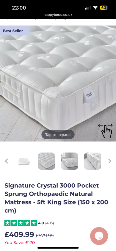 King size Mattress (still in packaging) & Ottoman Storage Bed