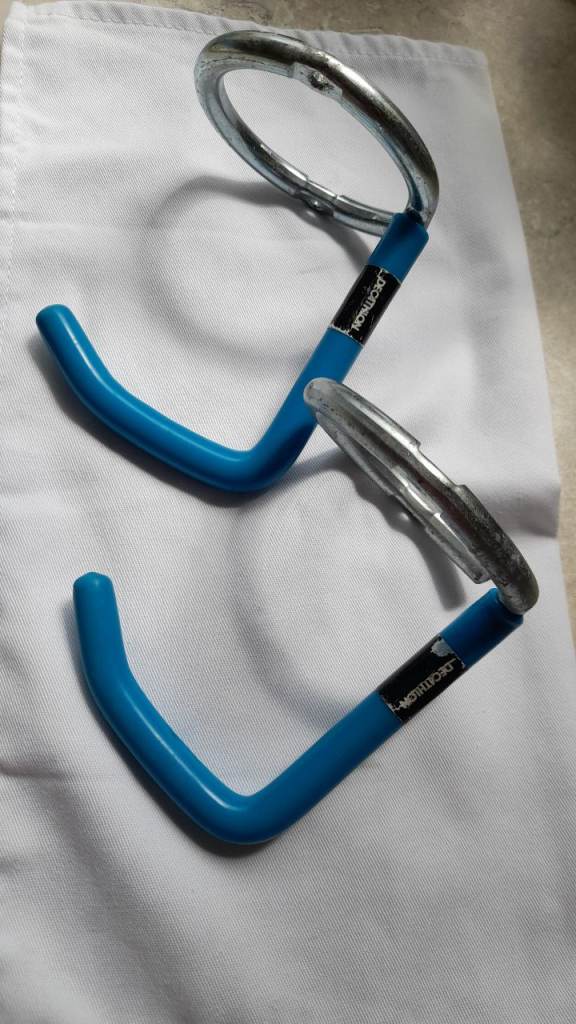Pair of Blue Wall Mounted ' Decathlon' Bike Hooks 