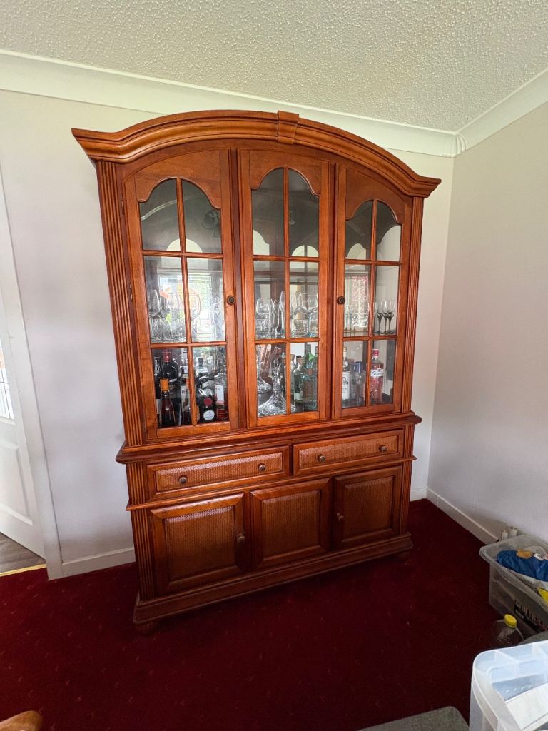 Wooden Sideboard with Glass Display - Good Condition