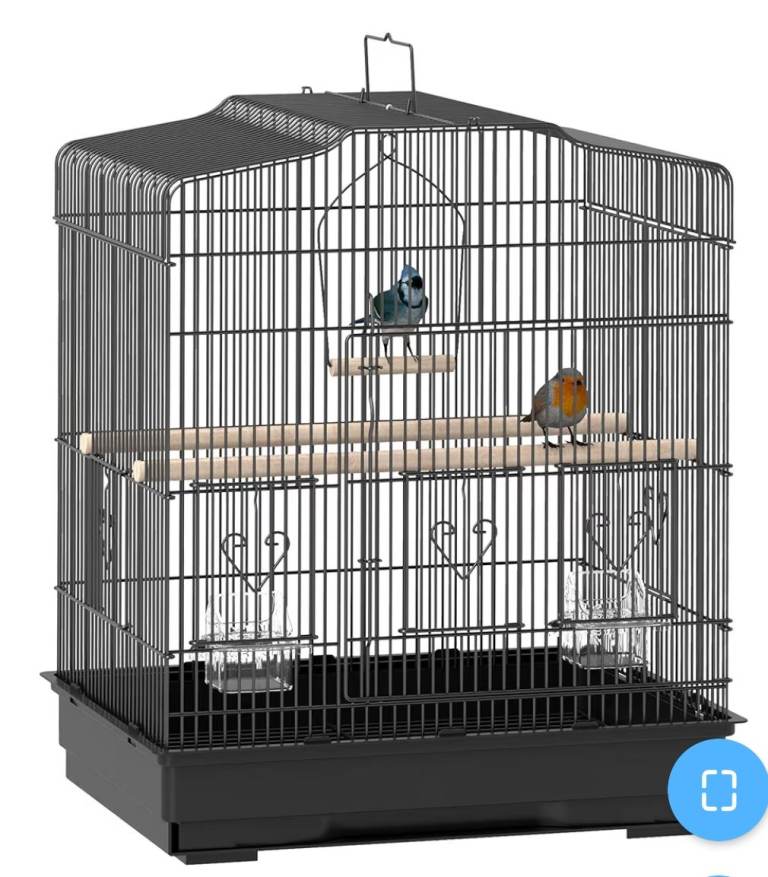 Big black metal cage for parrots and small black for small birds