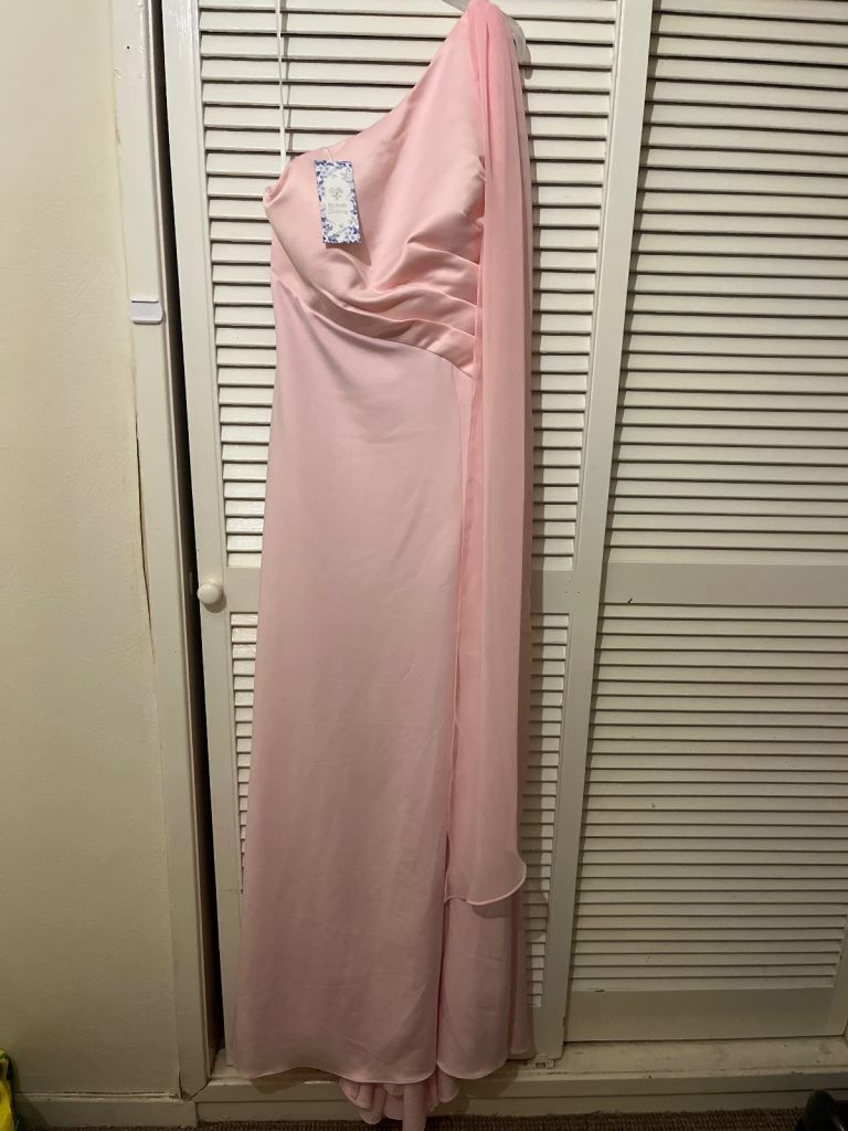 image for a pink one-shoulder formal dress by the brand Richard Designs,