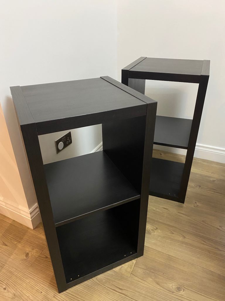 Pair of Black Wooden Cube Storage Units Ikea Kallex- Good Condition