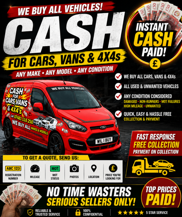 🚗 Cars • 🚐 Vans • 🚙 4x4s • 🏍️ Motorcycles