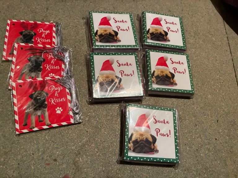 Christmas Pug Cards and Gift Tags – New, Unused
