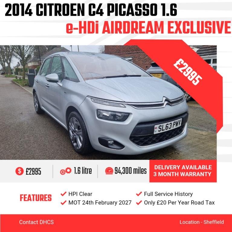 2014 Citroen C4 Picasso 1.6 e-HDi 115 Airdream Exclusive 5dr MPV Diesel Manual