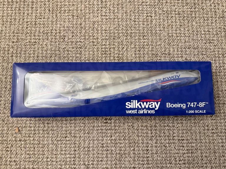 Hogan Wings 1:200 scale model Silk Way West Airlines Boeing 747-8F cargo plane