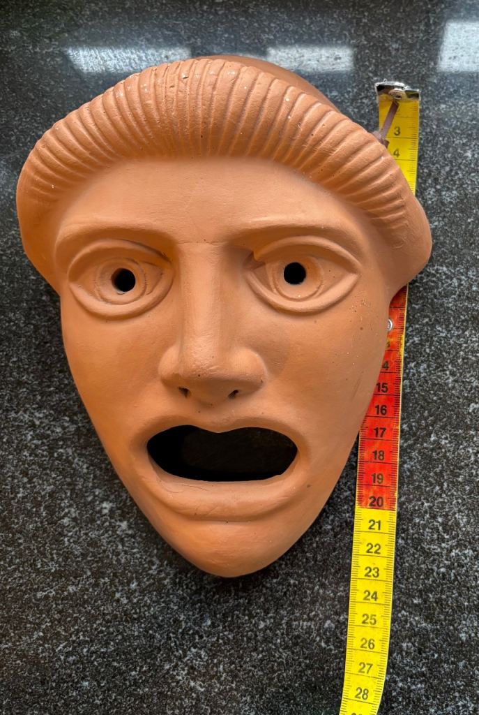 Terracotta theatre mask, bought in Crete