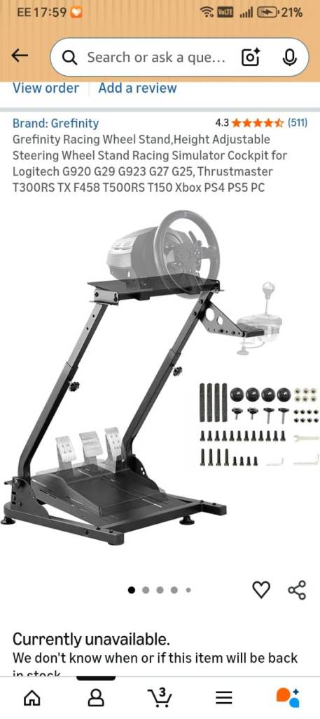 Gaming steering wheel stand 