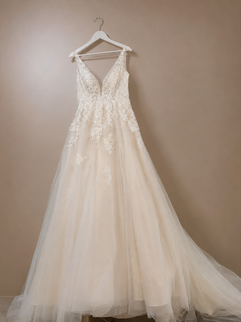 Luna novius a-line gown wedding dress: size 16-18