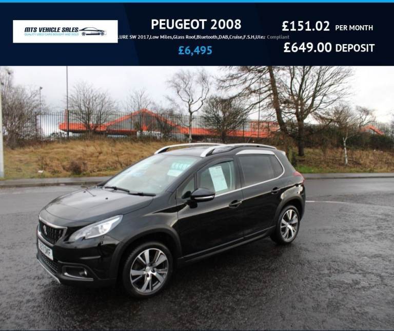PEUGEOT 2008 1.2 ALLURE SW 2017,Low Miles,Glass Roof,A/Con,Bluetooth,DAB,Cruise,F.S.H,Ulez Compliant