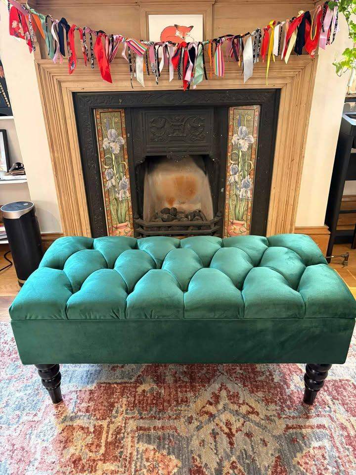 Green Velvet Ottoman with storage