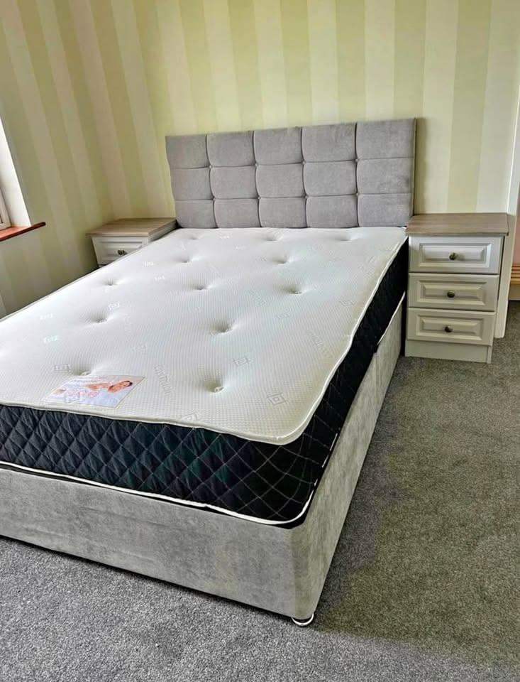 Brand New Double Divan Bed with Headboard and Mattress |Free Home Delivery