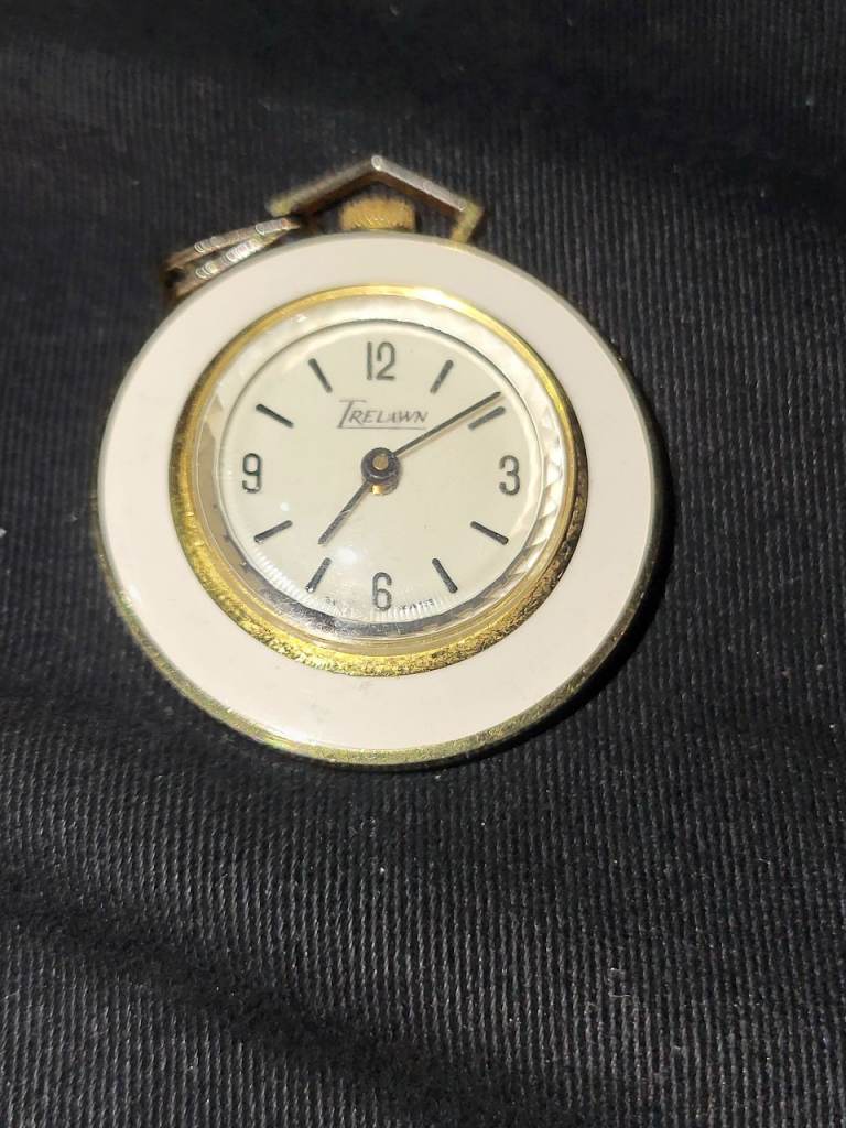Trelawn Mechanical Pendant Watch White and Gold Working Condition Used