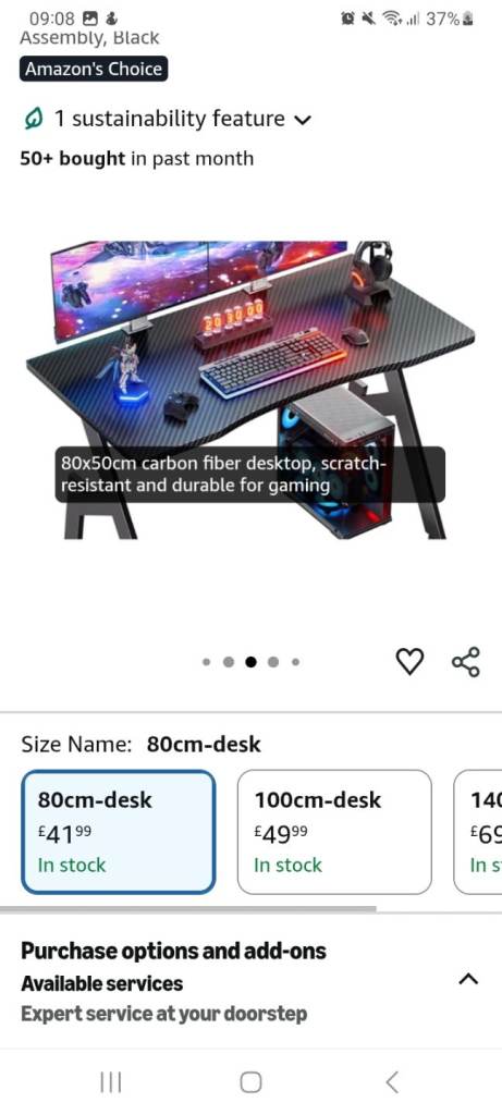 Gaming /Computer desk black carbon fiber effect
