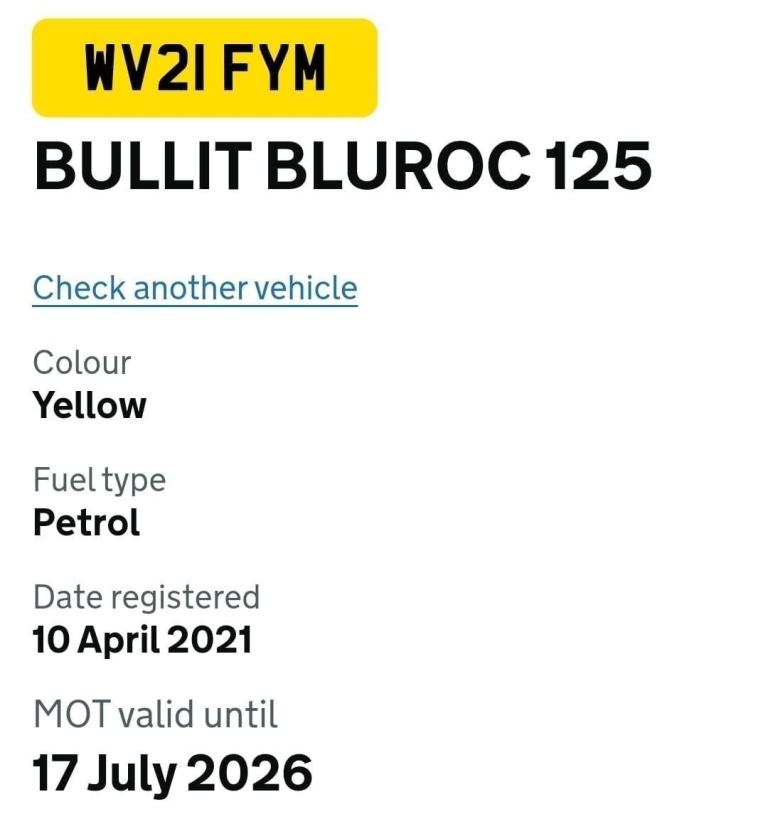 Bullit Bluroc 125 2021 Low mileag
