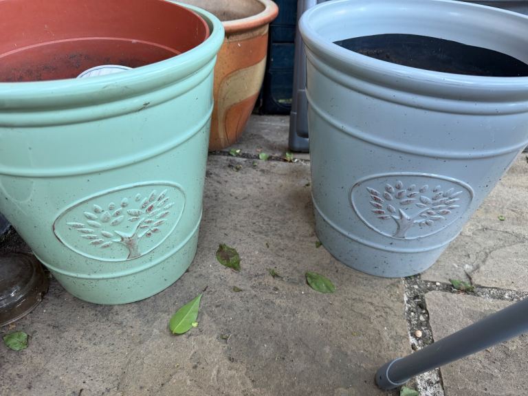 Large plastic plant pots x2