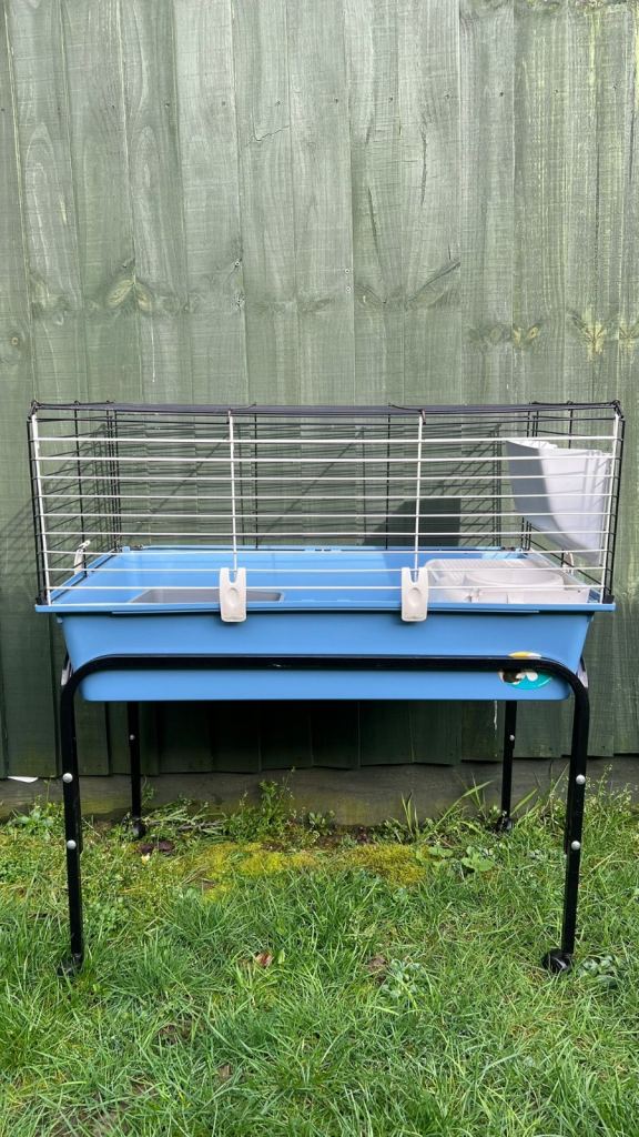Small Animal Cage with Stand- Blue- External Dimensions 78x49x43cm LxWxH- Used