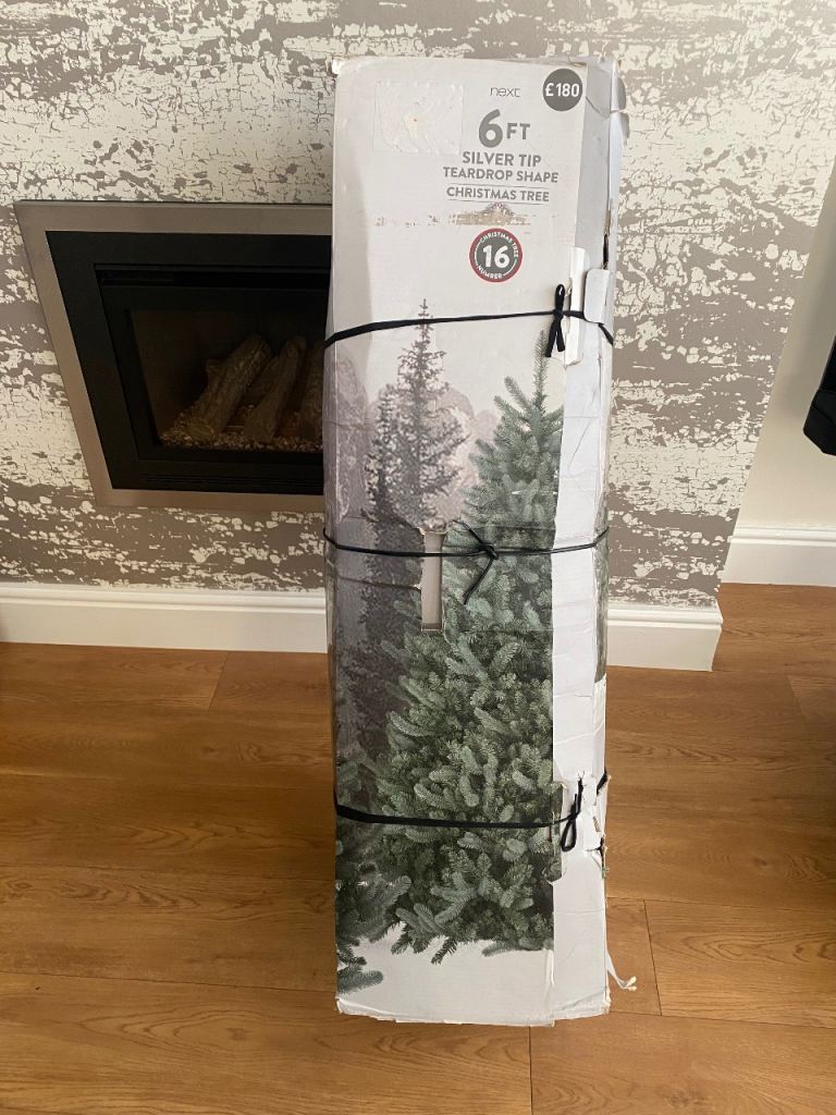 Used 6ft Artificial Christmas Tree – Silver Tip Teardrop Shape 🎄
