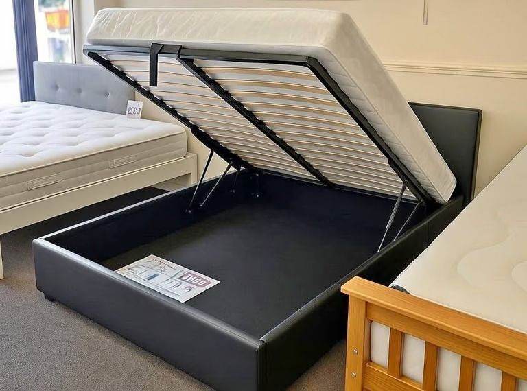 Premium Small Double Leather Ottoman Storage Bed With Mattress >> 15% Discount >> Order Now>>