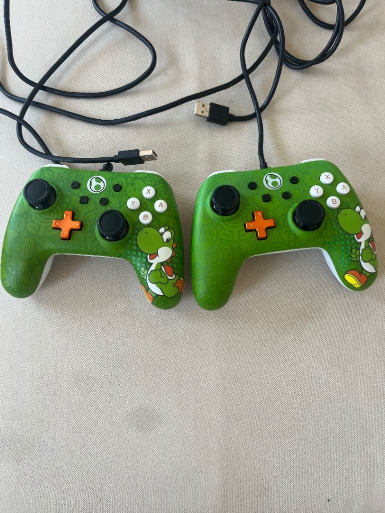 Pair of Green Yoshi Wired Controllers for Nintendo Switch