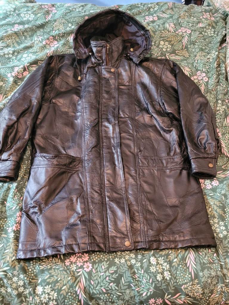 Vintage 80s Street Style pigskin Leather Hooded Jacket 