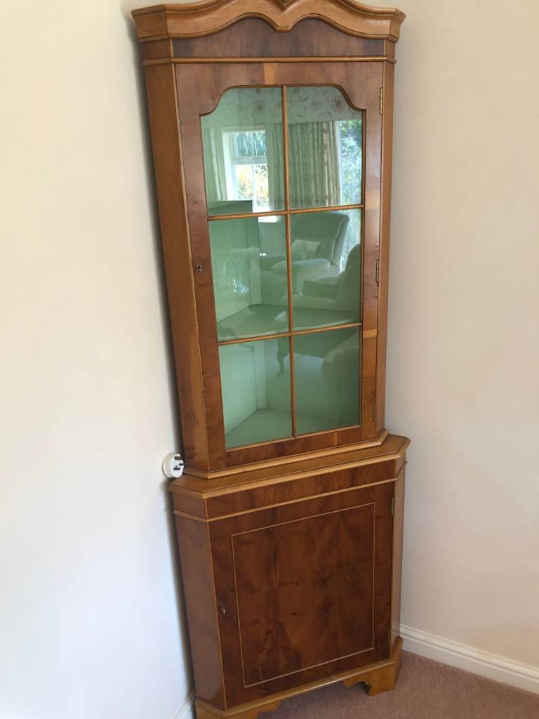 Yew Corner Display Cabinet – Good Condition