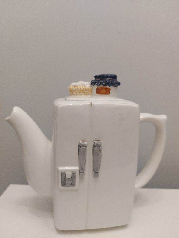 image for Novelty Fridge Freezer Teapot Porcelain Ceramic Novelty Teapot Kitchen Decor 