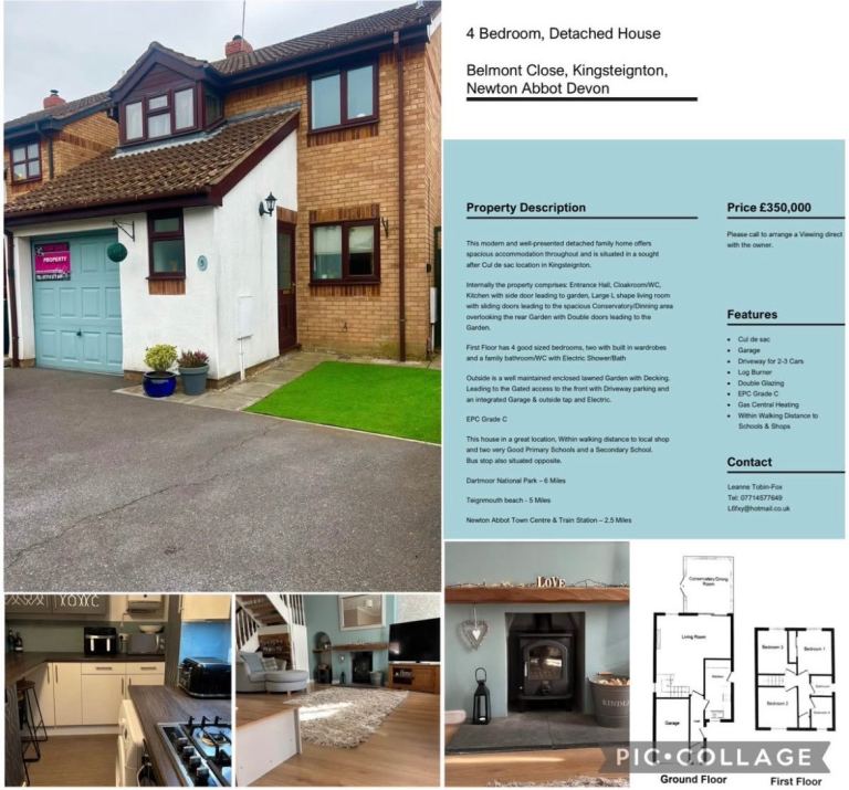 Detached 4 Bedroom house Kingsteignton, Newton Abbot 