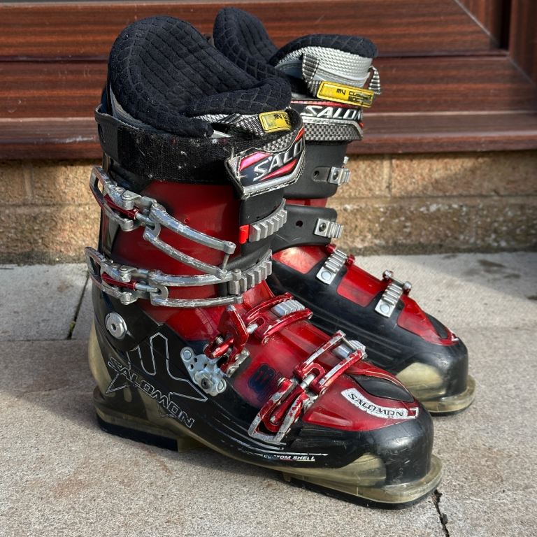 Salomon Energyzer 100 Mens Ski Boots Red Custom Shell - Size UK 8