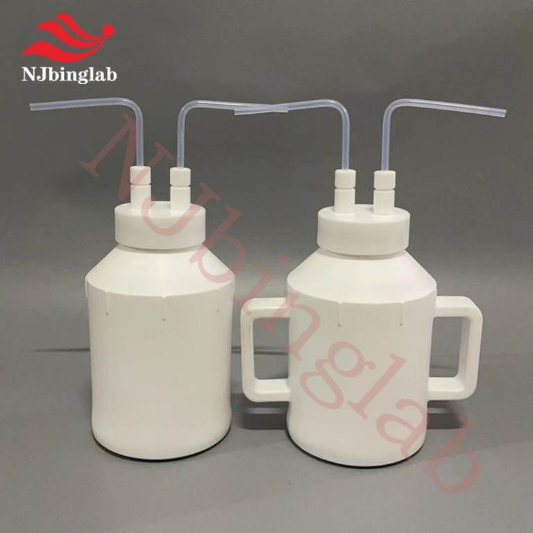 NJbinglab Cryogenic-Safe PTFE Wash Bottles for LNG Processing Gas Scrubbing