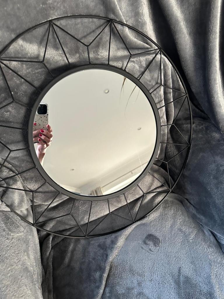 Black Geometric Wall Mirror – Good Condition