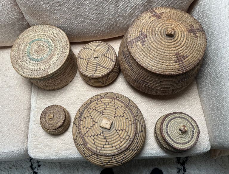 Malawi 60 year old baskets are created using a traditional coiling technique.