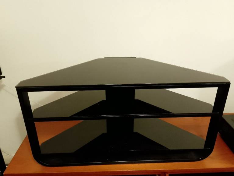 Metal and glass tv stand
