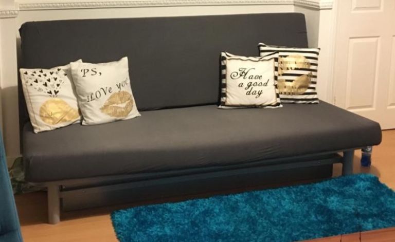 IKEA BEDDINGE 3-Seater Sofa Bed - Good Condition - Brown + 2 Pillows and additional gray cover