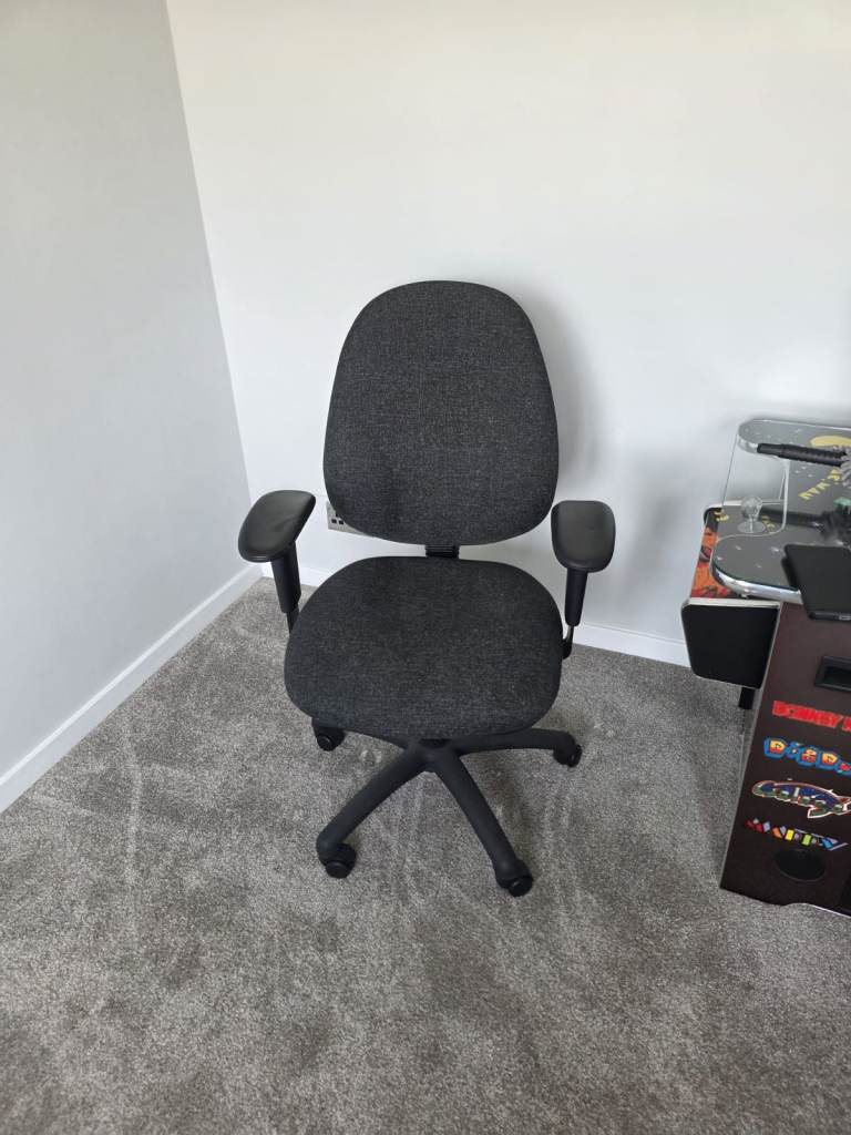 Comfortable Dark Grey Office Chair with Armrests- FREE