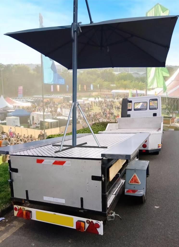 MOBILE STAGE TRAILER. 3.1m Big Storage. Folding Sides. VENTILATED+SILENCED for Power