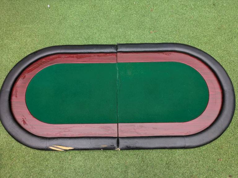 Poker Table Top – Green Felt & Wood, Fair Condition