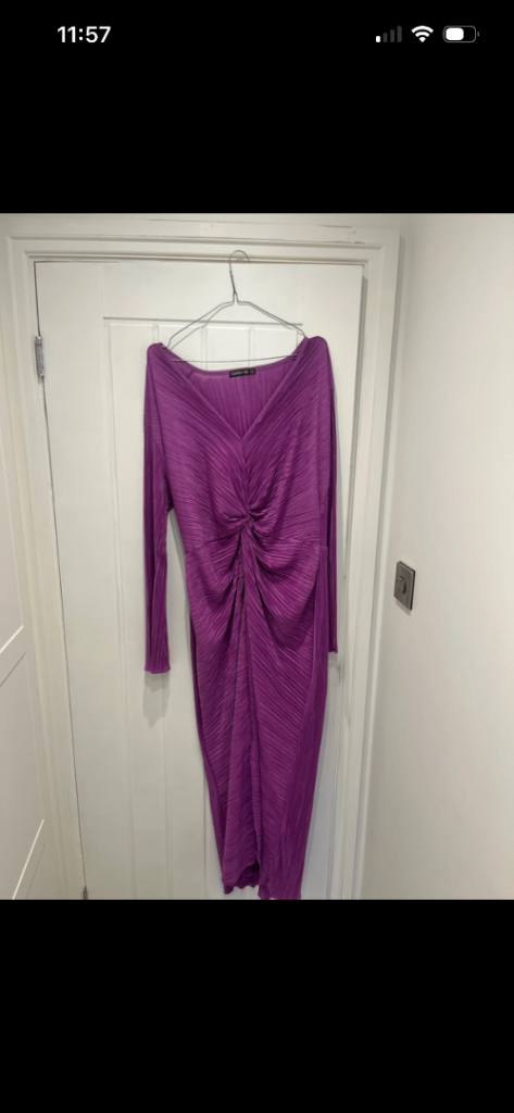 Purple flare sleeve midi midaxi dress - size 18