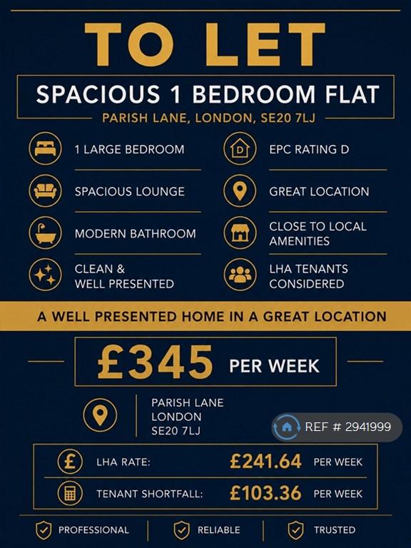 1 bedroom flat in Parish Lane, London, SE20 (1 bed) (#2941999)