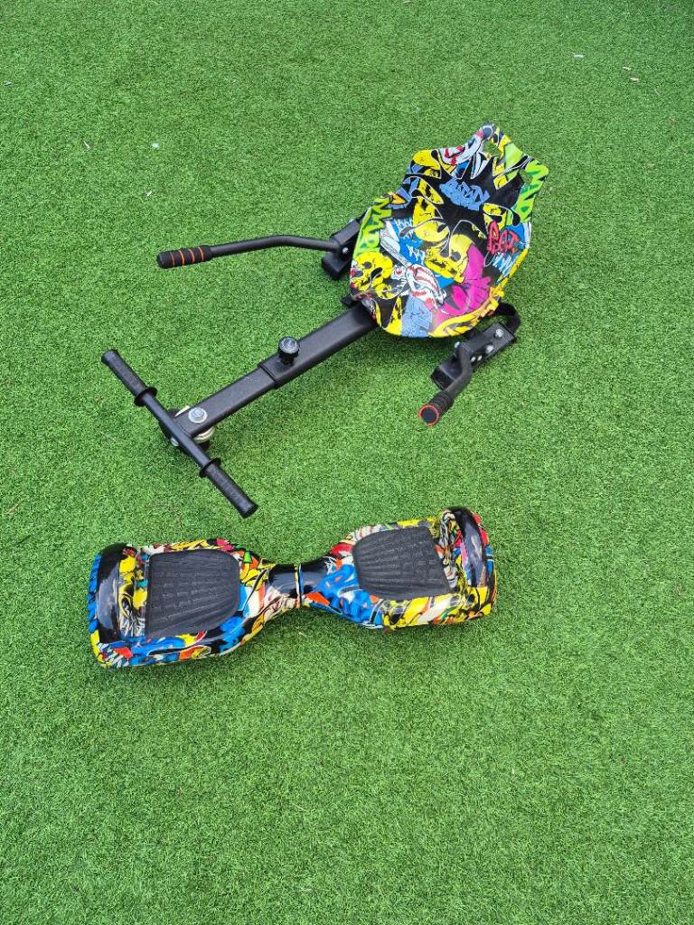 Free Broken Hoverboard with Go-Kart Attachment – Multicoloured, Good Condition