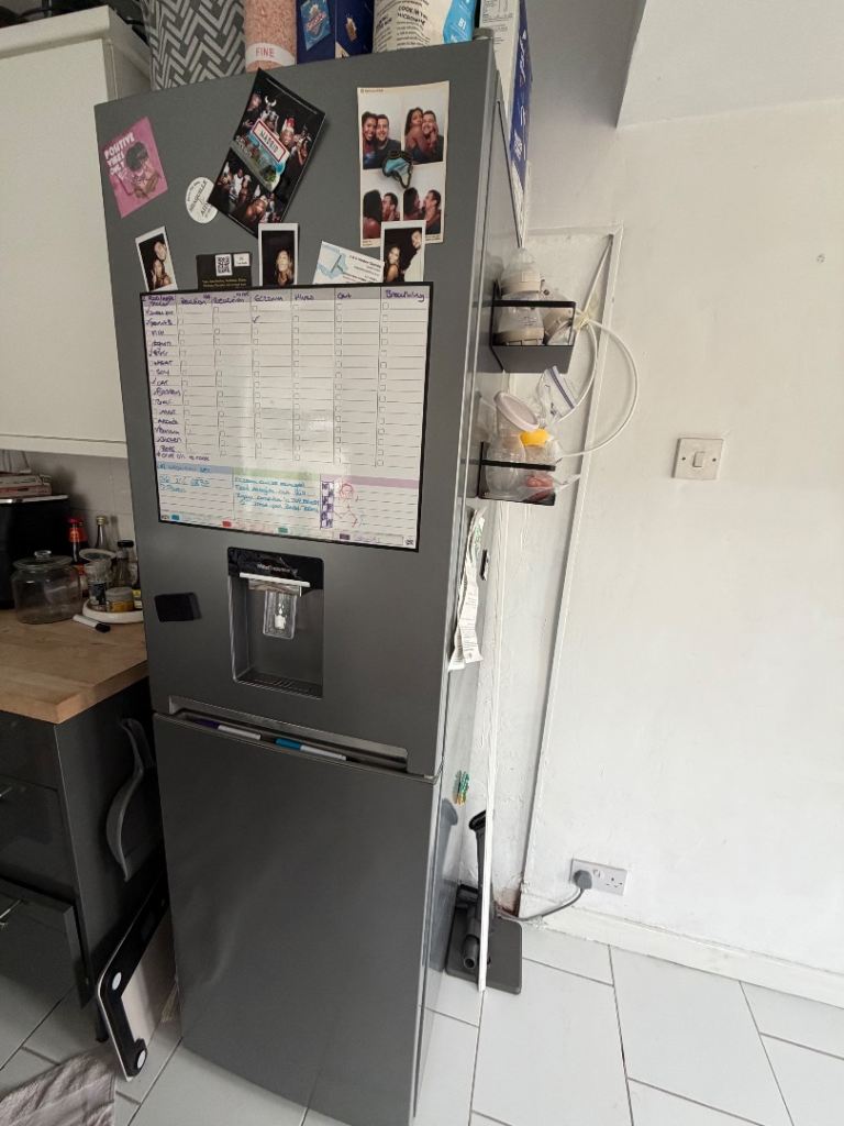 Becko Fridge Freezer with Water Dispenser - Grey, Good Condition