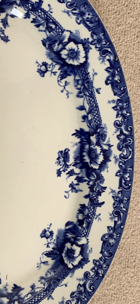 Keeling & Co Late Mayers Devon pattern oval platter - blue and white