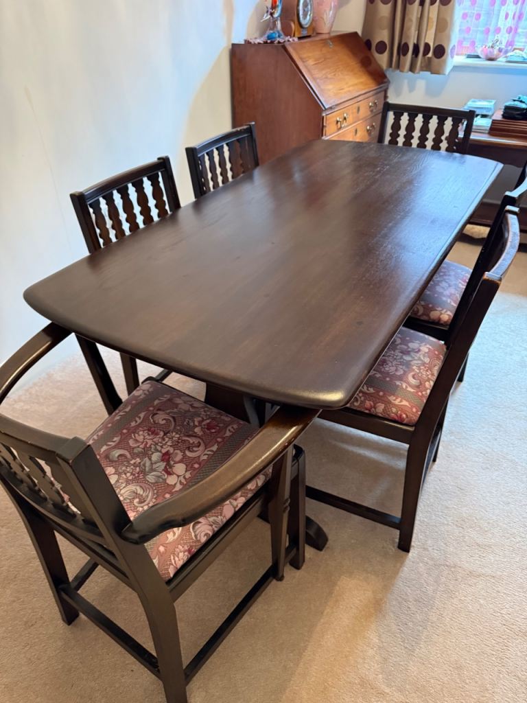 Vintage Ercol Colonial Dining Table and chairs