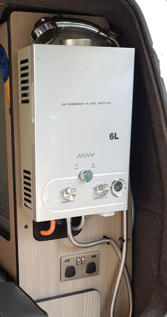 VW campervan hot water shower unit